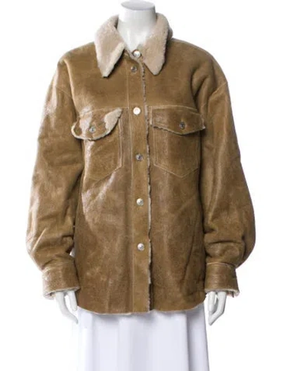 Pre-owned Isabel Marant Étoile Lamb Leather Faux Fur Jacket In Brown