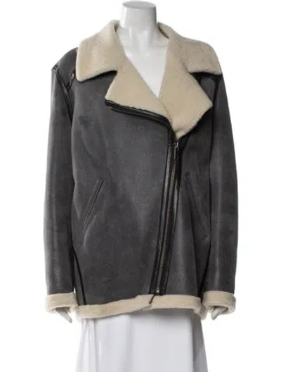 Pre-owned Isabel Marant Étoile Lamb Leather Fur Jacket In Gray