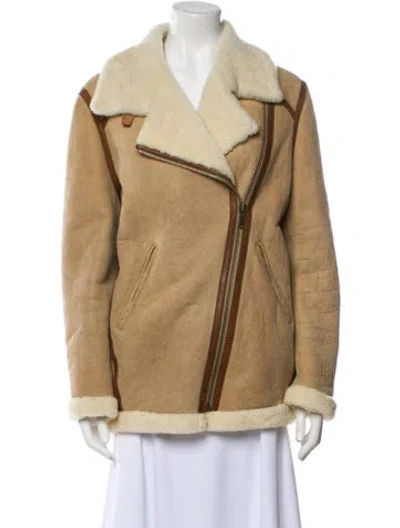 Pre-owned Isabel Marant Étoile Lamb Leather Fur Jacket In Neutral