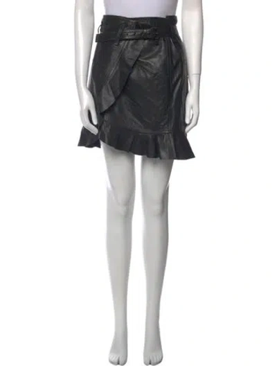 Pre-owned Isabel Marant Étoile Lamb Leather Mini Skirt In Black