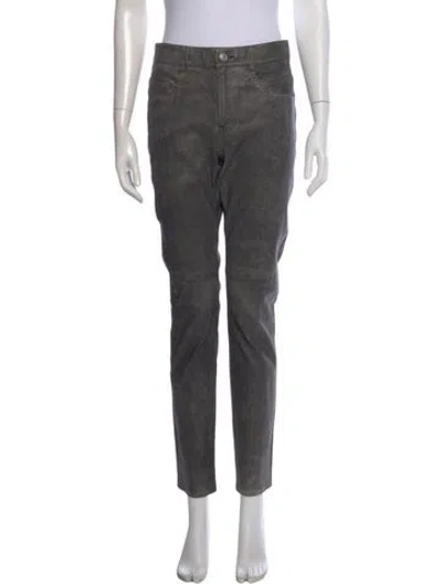 Pre-owned Isabel Marant Étoile Lamb Leather Straight Leg Pants In Gray