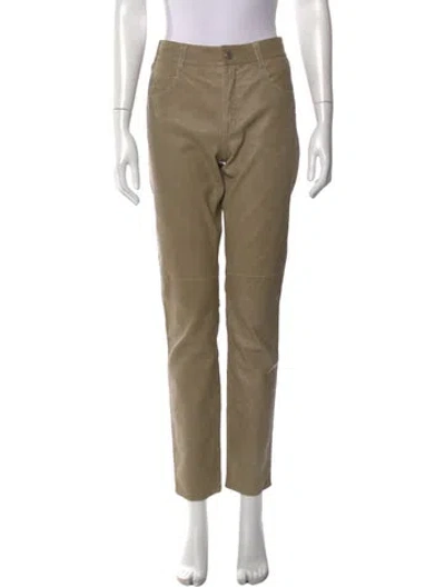Pre-owned Isabel Marant Étoile Lamb Leather Straight Leg Pants In Green