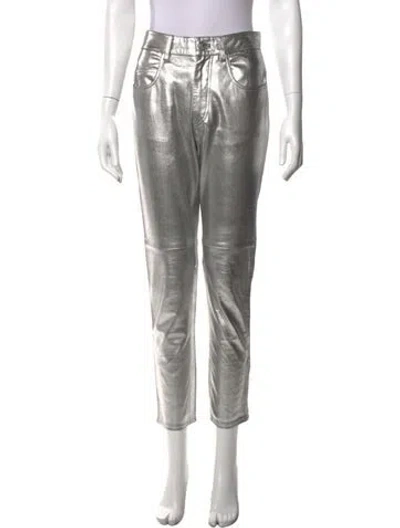 Pre-owned Isabel Marant Étoile Lamb Leather Straight Leg Pants In Silver