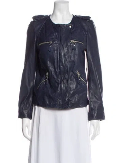 Pre-owned Isabel Marant Étoile Lambskin Biker Jacket In Blue