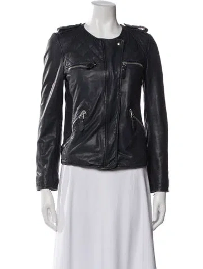 Pre-owned Isabel Marant Étoile Lambskin Biker Jacket In Blue