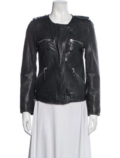 Pre-owned Isabel Marant Étoile Lambskin Biker Jacket In Blue