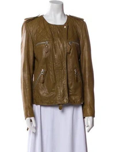 Pre-owned Isabel Marant Étoile Lambskin Biker Jacket In Brown