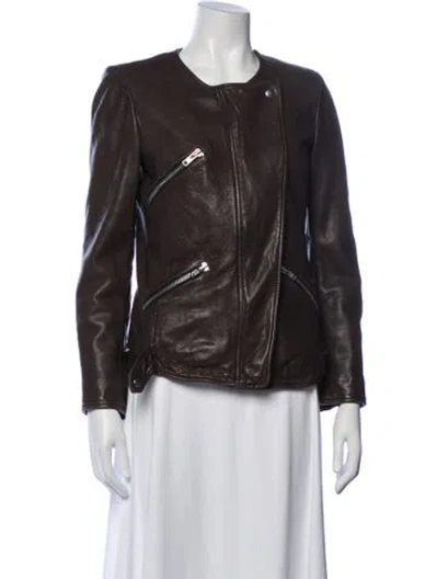 Pre-owned Isabel Marant Étoile Lambskin Biker Jacket In Brown