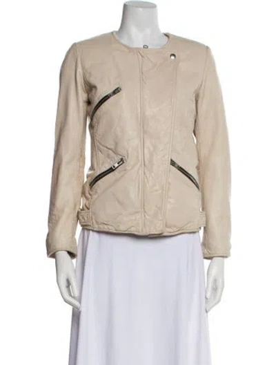 Pre-owned Isabel Marant Étoile Lambskin Biker Jacket In Neutral
