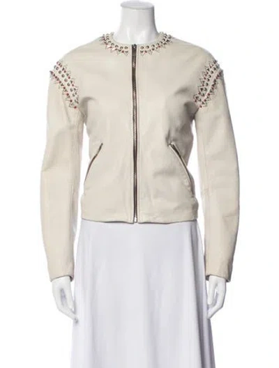 Pre-owned Isabel Marant Étoile Lambskin Biker Jacket In Neutrals