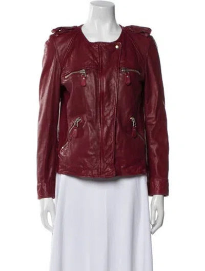 Pre-owned Isabel Marant Étoile Lambskin Biker Jacket In Red