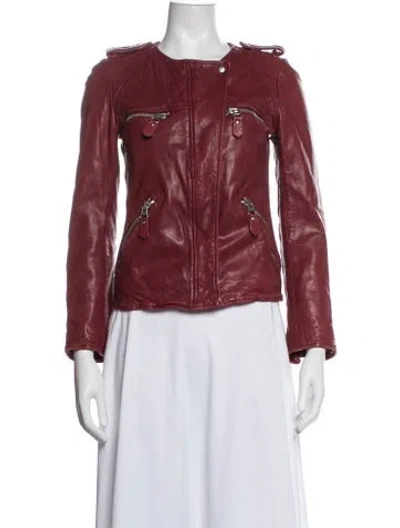 Pre-owned Isabel Marant Étoile Lambskin Biker Jacket In Red