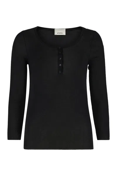 Isabel Marant Étoile Long Sleeve Top Featuring Button Detail In Black