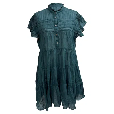 Isabel Marant Etoile Lanikaye Mini Dress In Teal Cotton In Blue