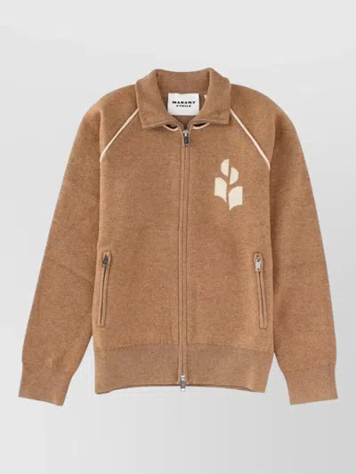 Isabel Marant Étoile Lanya Cardigan Jacket Front Pockets Ribbed In Brown