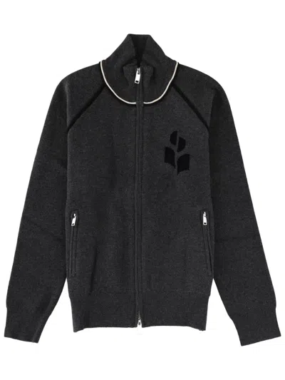Isabel Marant Étoile Lanya Cotton Blend Zip Cardigan In Black