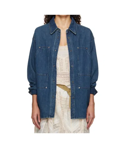 Isabel Marant Étoile Lapel Long Sleeve Denim Jacket In Blue
