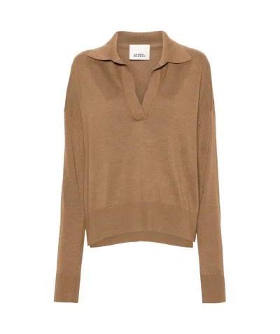 Isabel Marant Étoile Lapel Long-sleeved Sweater In Brown
