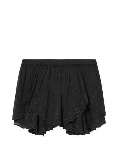 Isabel Marant Étoile Layale Embroidered Cotton Shorts In Black