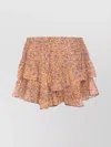 Isabel Marant Étoile Layered Floral Print Skirt With Ruched Waistband In Brown