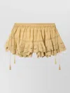 Isabel Marant Étoile Layered Mesh Skirt Embroidered Ruffles Tassels In Neutral