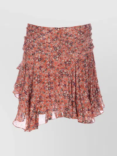 Isabel Marant Étoile Layered Ruffle Mini Skirt With Asymmetric Hem In Brown