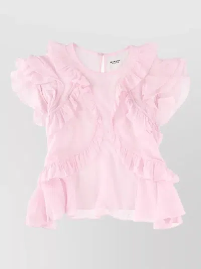 Isabel Marant Étoile Layered Ruffled Sheer Detail Top In Pink