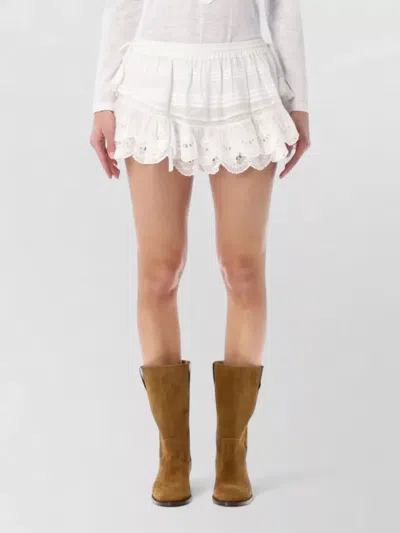 Isabel Marant Étoile Layered Skirt Shorts Ruffle Hem Lace Tassels In White
