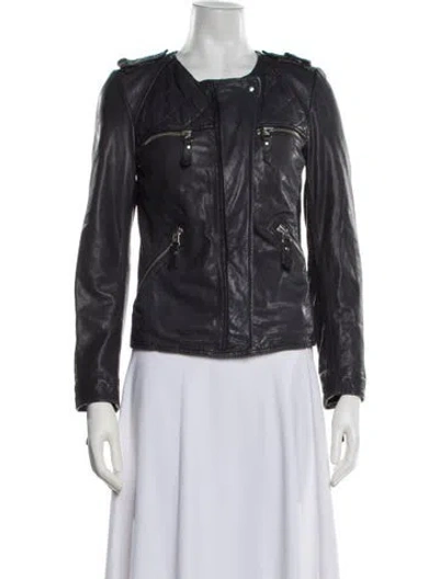 Pre-owned Isabel Marant Étoile Leather Biker Jacket In Blue