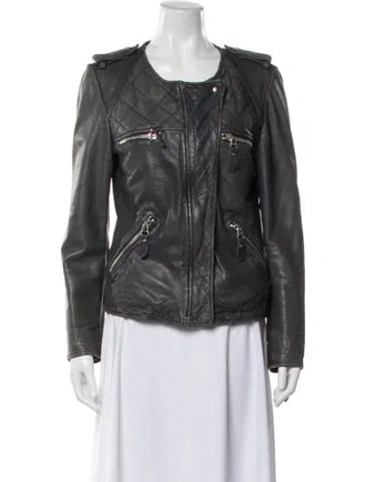 Pre-owned Isabel Marant Étoile Leather Biker Jacket In Gray