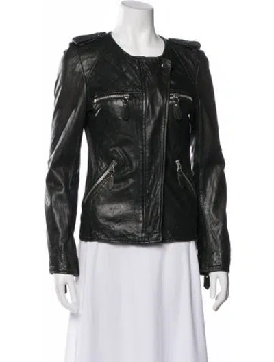 Pre-owned Isabel Marant Étoile Leather Biker Jacket In Gray