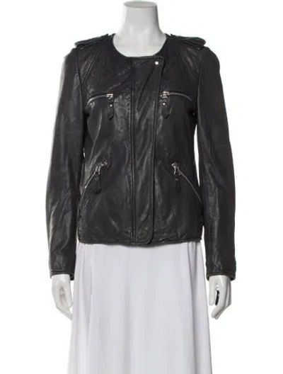 Pre-owned Isabel Marant Étoile Leather Biker Jacket In Gray