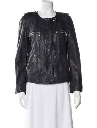 Pre-owned Isabel Marant Étoile Leather Biker Jacket In Gray