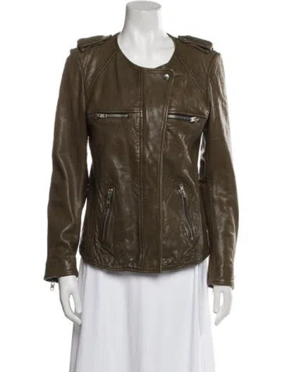 Pre-owned Isabel Marant Étoile Leather Biker Jacket In Green