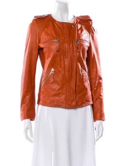 Pre-owned Isabel Marant Étoile Leather Biker Jacket In Orange