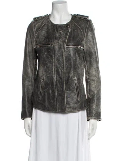 Pre-owned Isabel Marant Étoile Leather Faux Fur Jacket In Gray