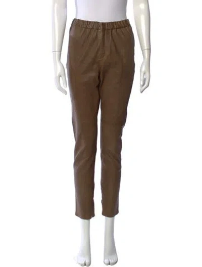Pre-owned Isabel Marant Étoile Leather Straight Leg Pants In Brown