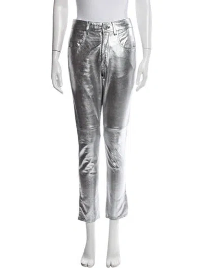 Pre-owned Isabel Marant Étoile Leather Straight Leg Pants In Silver