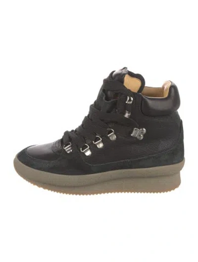 Pre-owned Isabel Marant Étoile Leather Wedge Sneakers In Black