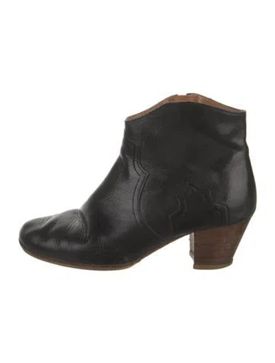 Pre-owned Isabel Marant Étoile Leather Western Boots In Black