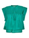 Isabel Marant Étoile Leaza Organic Cotton Blouse In Green