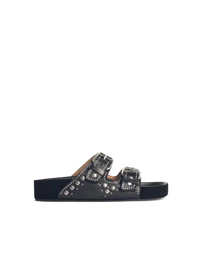 ISABEL MARANT ÉTOILE ISABEL MARANT ÉTOILE 'LENNYO' BLACK LEATHER SLIPPERS
