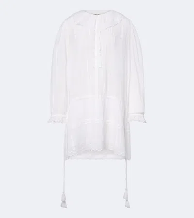 Isabel Marant Étoile Lenora Embroidered Cotton Voile Minidress In White