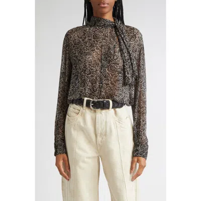 Isabel Marant Étoile Leona Long Sleeve Button-up Shirt In Multi