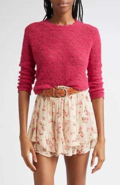Isabel Marant Étoile Leonette Scallop Baby Alpaca Blend Sweater In Pink