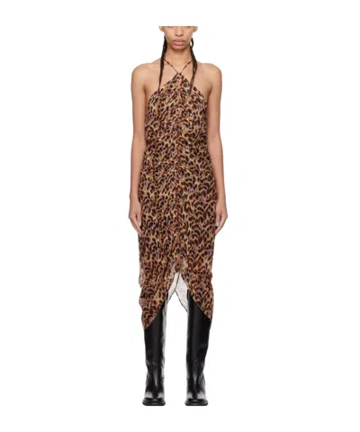 Isabel Marant Étoile Leopard-print Crepe Midi Dress In Brown