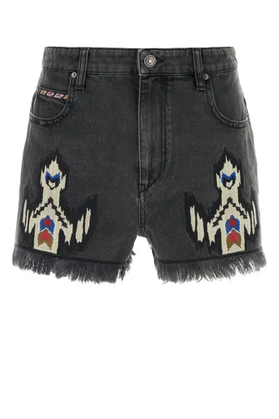 Isabel Marant Étoile Isabel Marant Etoile Women Charcoal Denim Lesia Shorts In Black