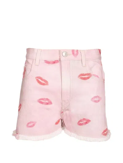 Isabel Marant Étoile Isabel Marant Etoile Women Printed Denim Lesia Shorts In Pink