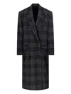 Isabel Marant Étoile Double-breasted Grey Plaid Coat With Structured Silhouette In Gray