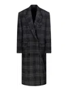 Isabel Marant Étoile Lexana Long Check Wool Coat In Gray